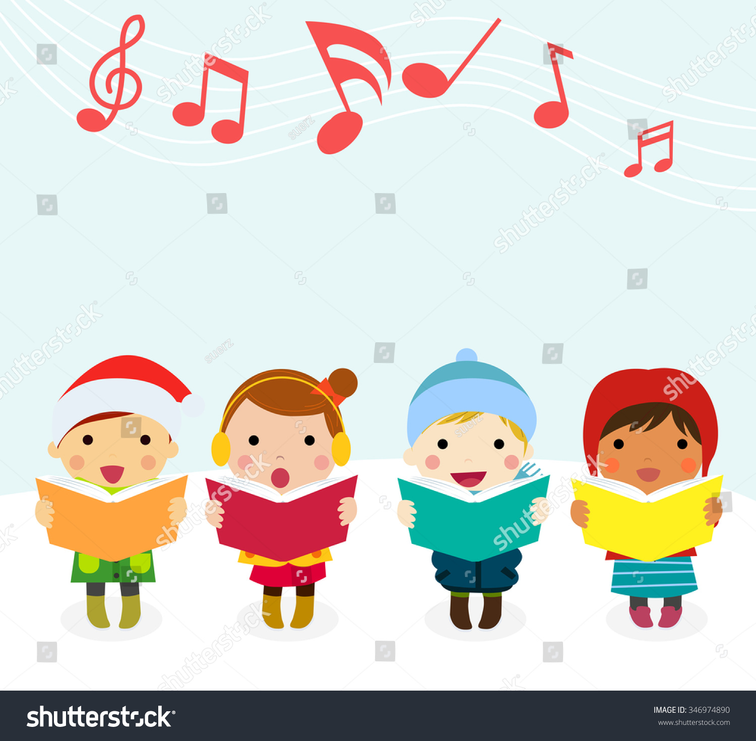 Group Kids Chorus Singing Christmas Songs Stock Vector (Royalty Free ...