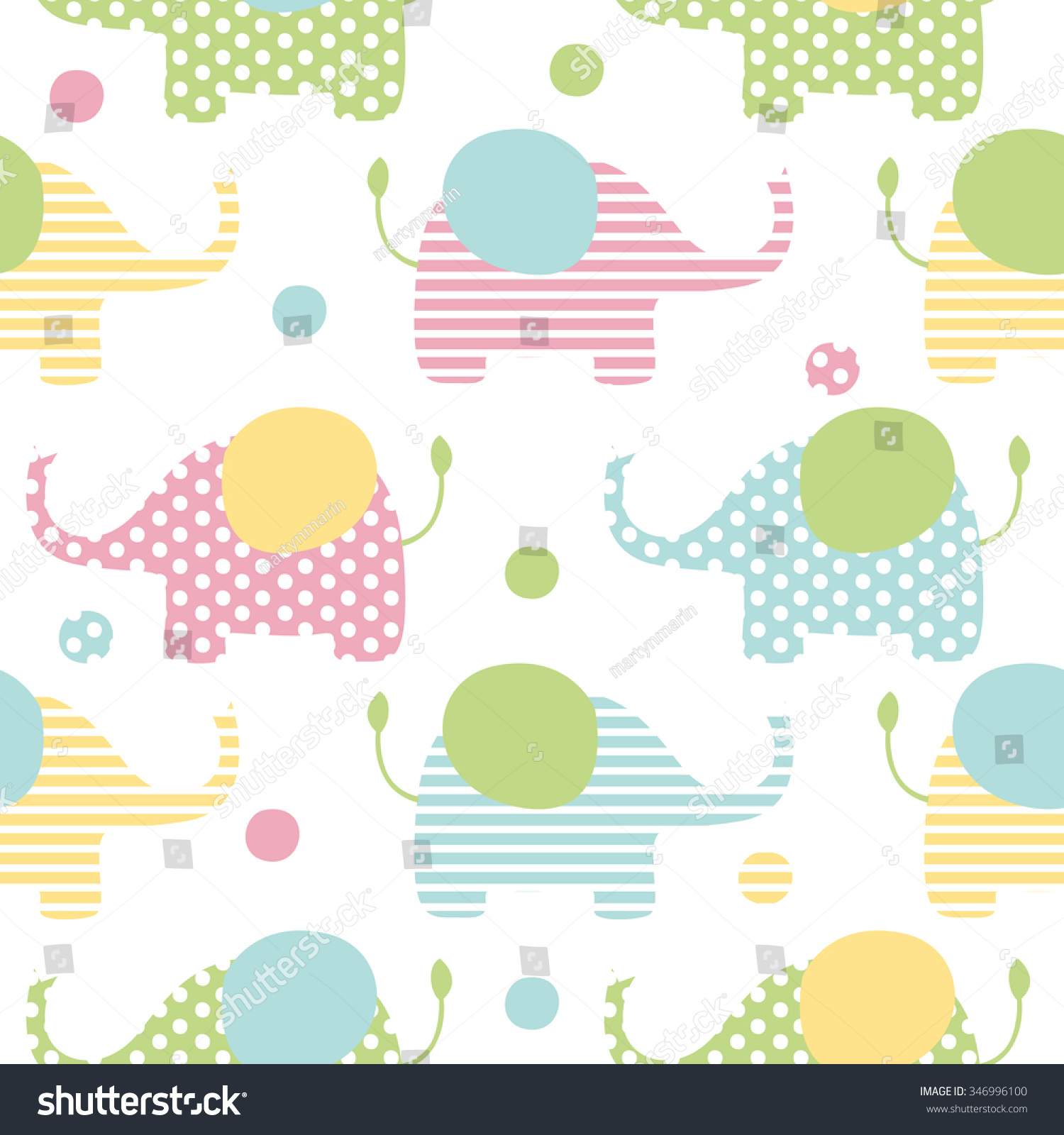 Cute Seamless Pattern Elephants Pastel Colors Stock Vector (Royalty ...