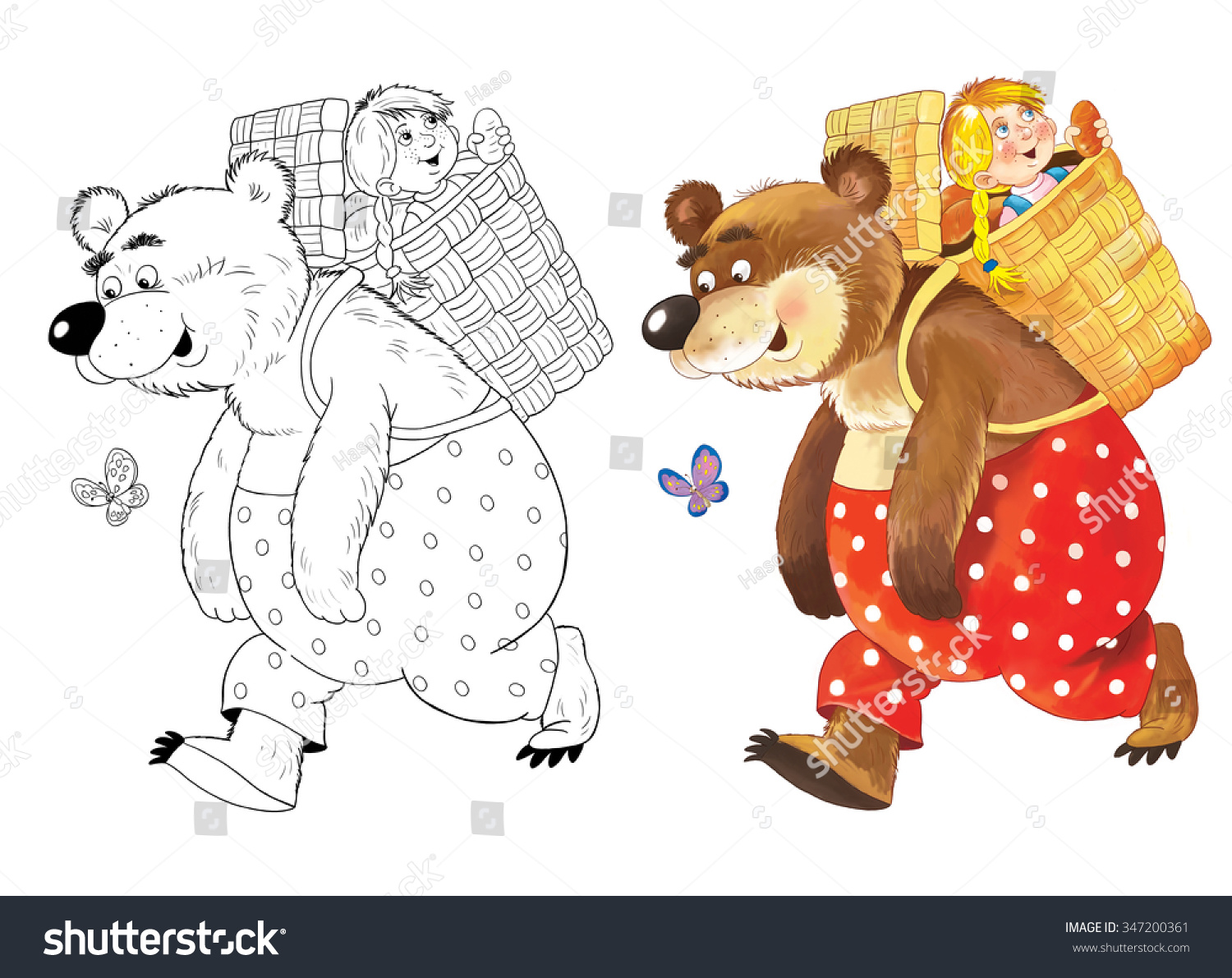 Маша и медведь сказка на белом фоне