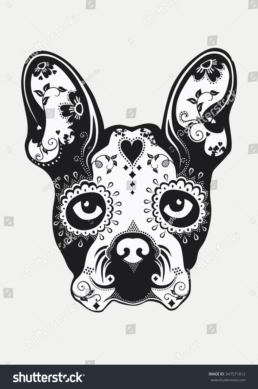 Sugar Skull French Bulldog Stock Illustration 347571812 | Shutterstock