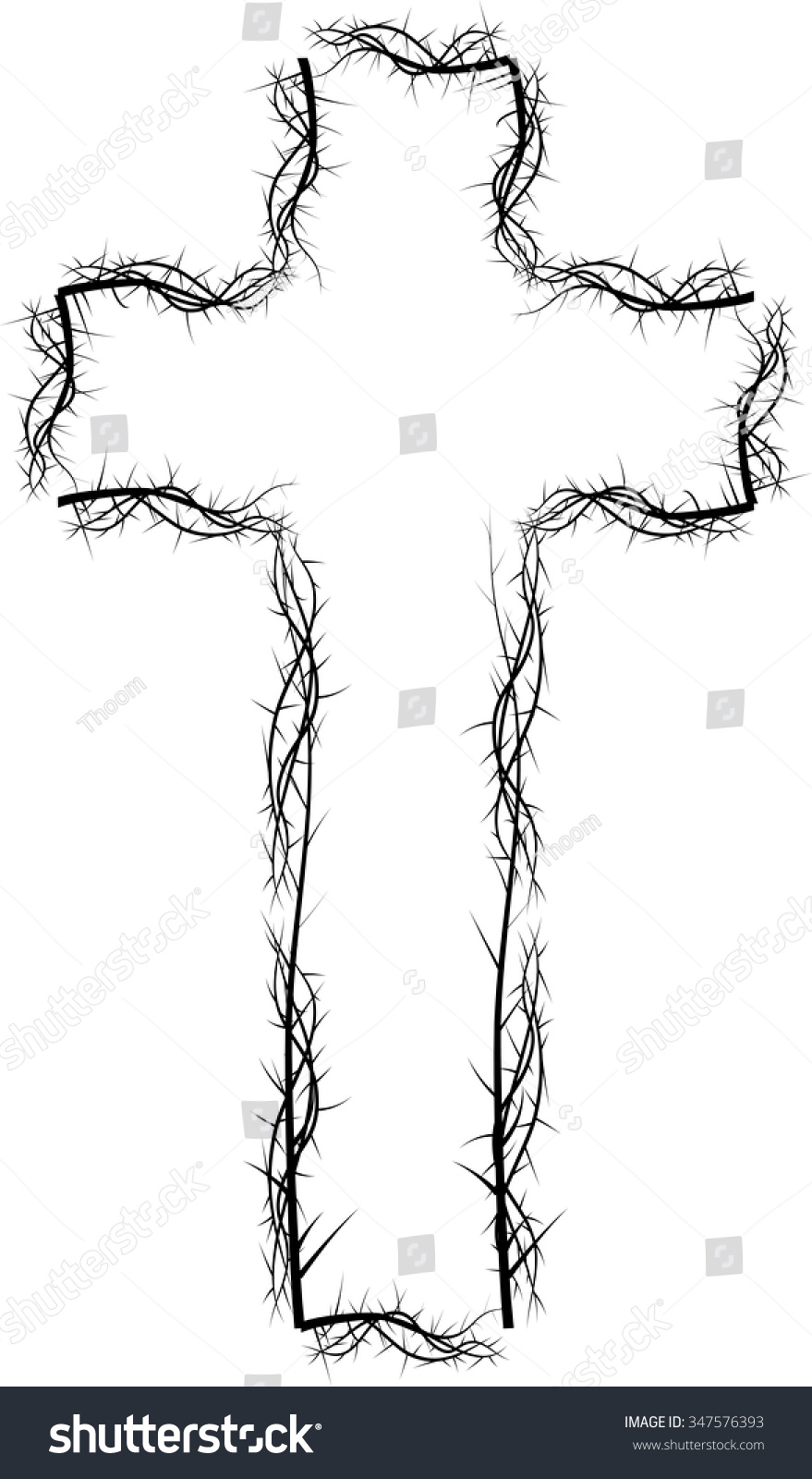 Cross Thorns Black White Simple Vector Stock Vector (Royalty Free ...