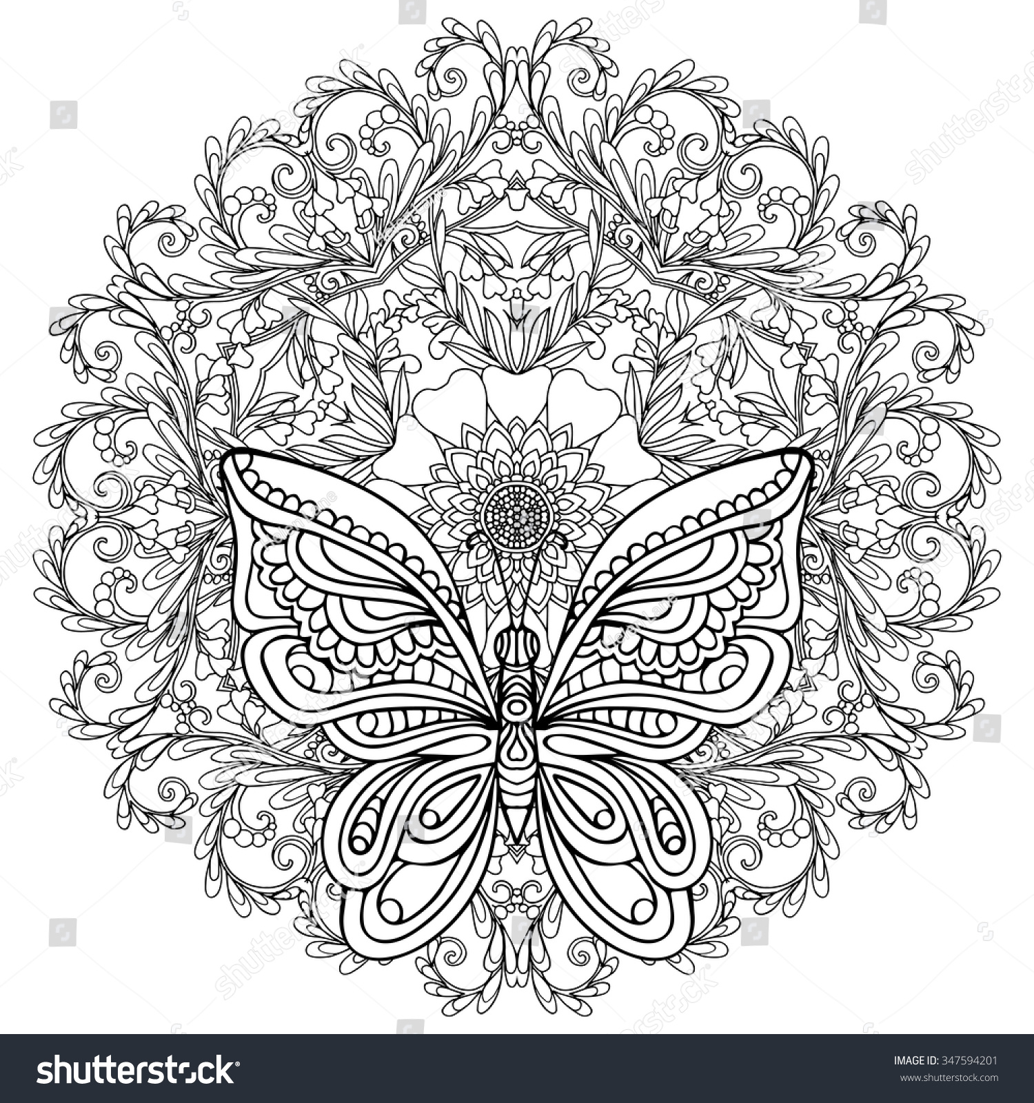 mandala coloring pages butterfly