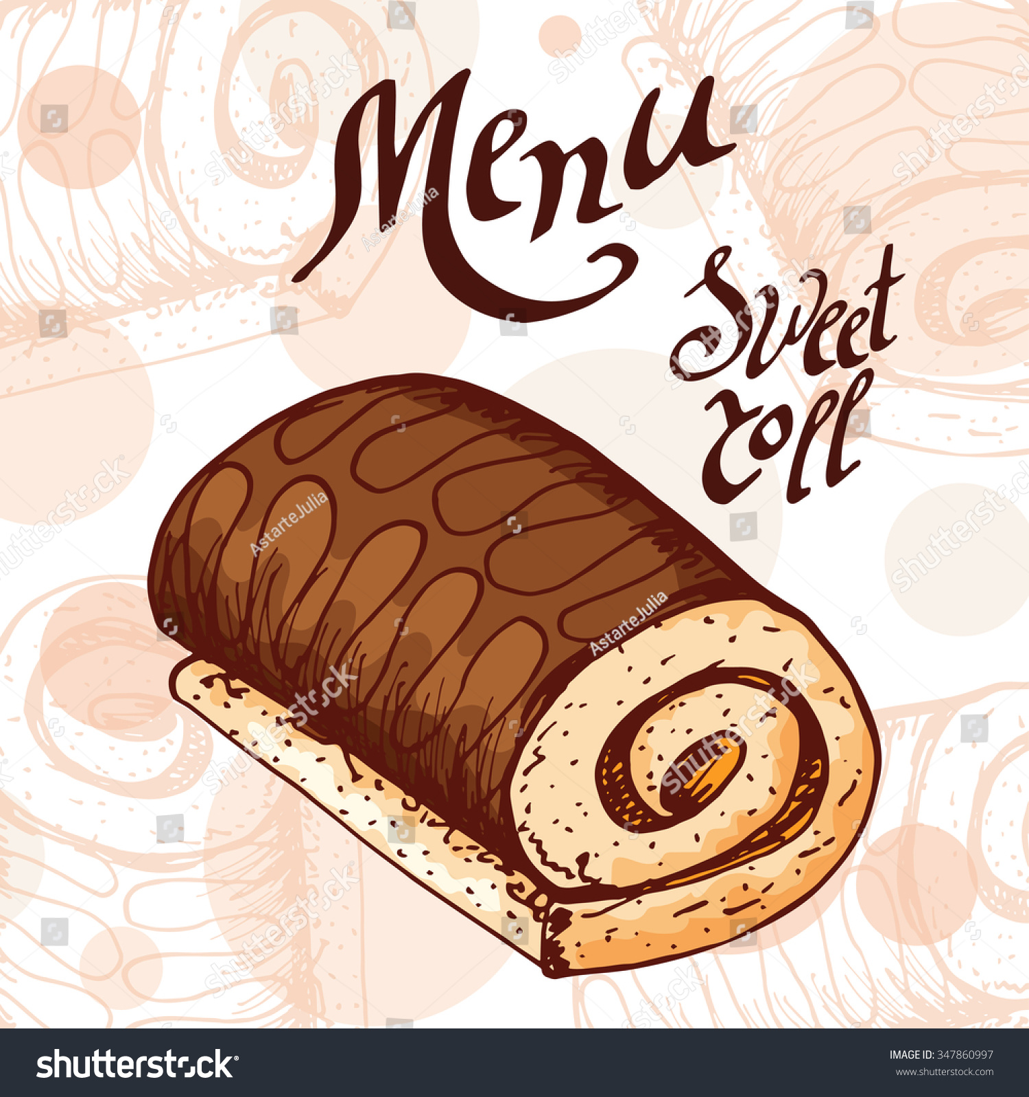 Sweet Roll Vector Card Handdrawn Poster Stock Vector (Royalty Free ...