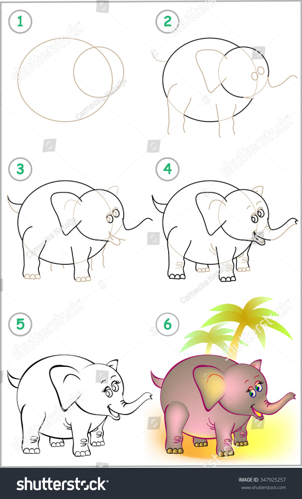 Рисование слона пошаговое для 4 лет