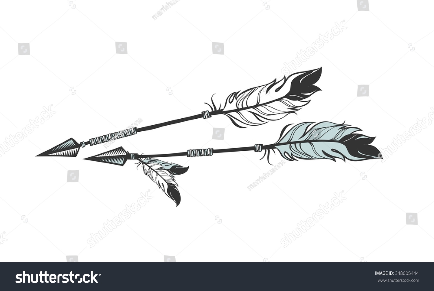 Индейская стрела с пером перья