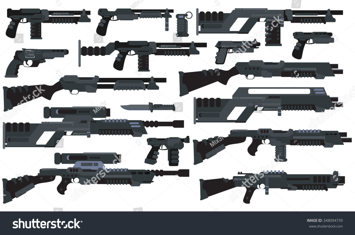 Futuristic Scifi Weapons Stock Vector (Royalty Free) 348094739 ...