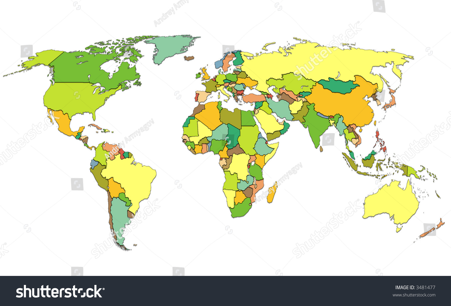 World Map All Countries White Background Stock Photo 3481477 | Shutterstock