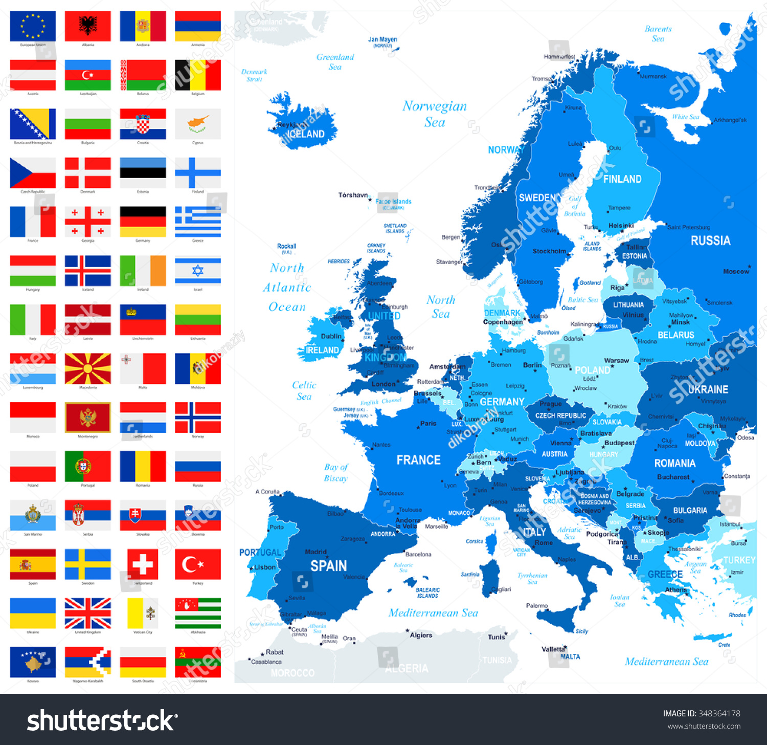 Map Flags Europe Full Vector Collection Stock Vector (Royalty Free ...