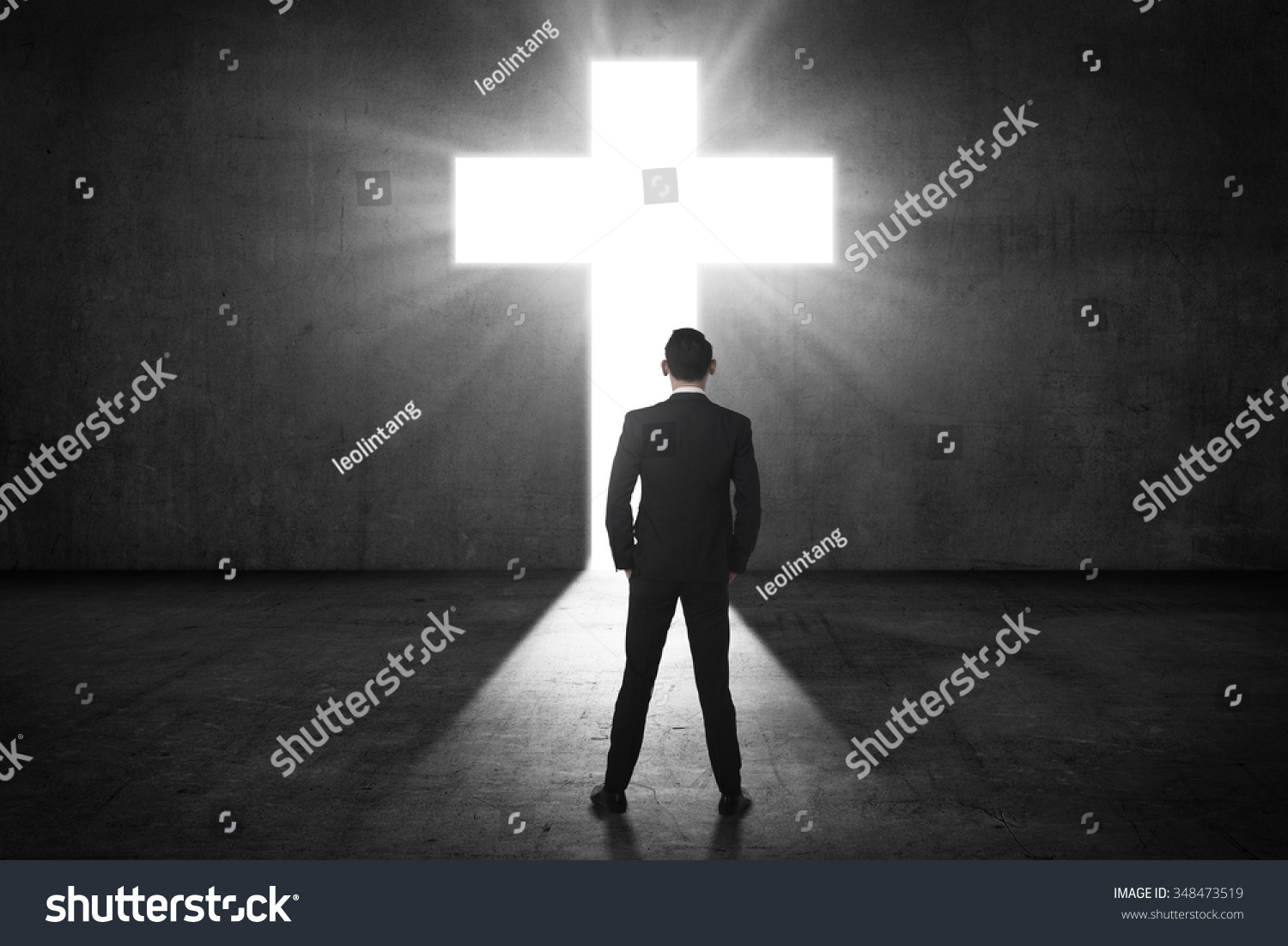 Business Man Looking Shining Cross On Stock Photo 348473519 | Shutterstock