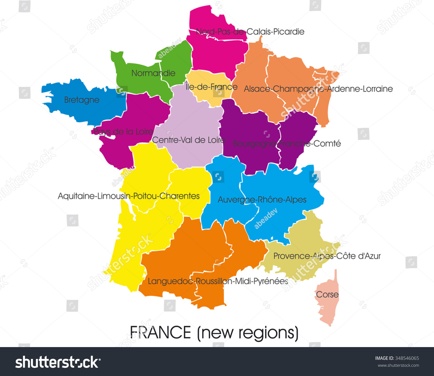 France Map New Regions Stock Illustration 348546065 | Shutterstock