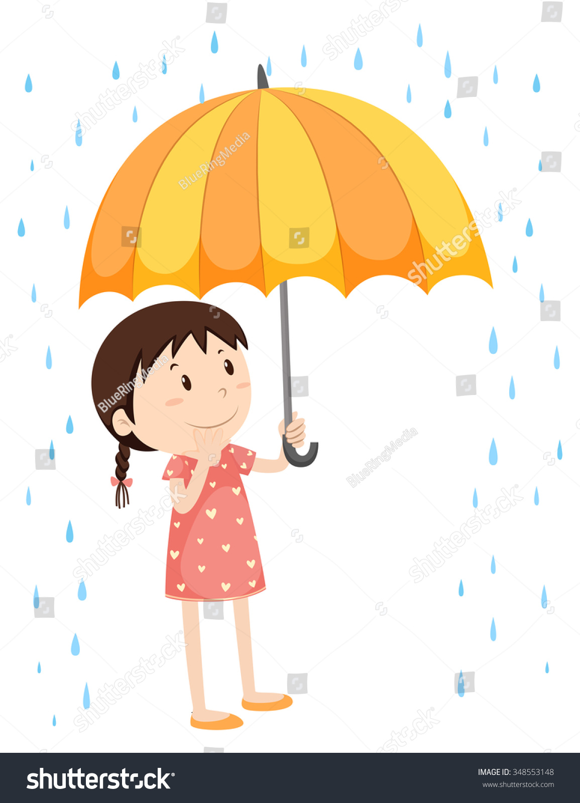 Girl Umbrella Rain Illustration Stock Vector (Royalty Free) 348553148 ...