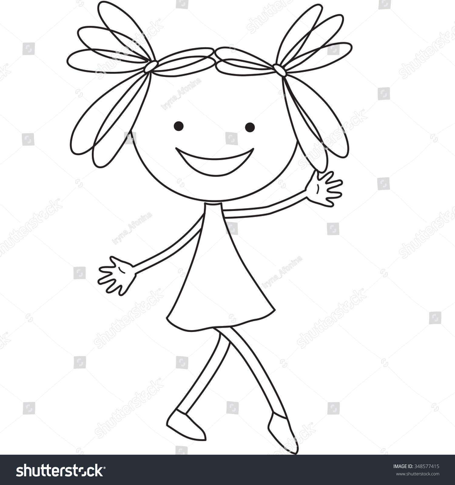 Illustration Cartoon Girl Black Color On Stock Vector (Royalty Free ...