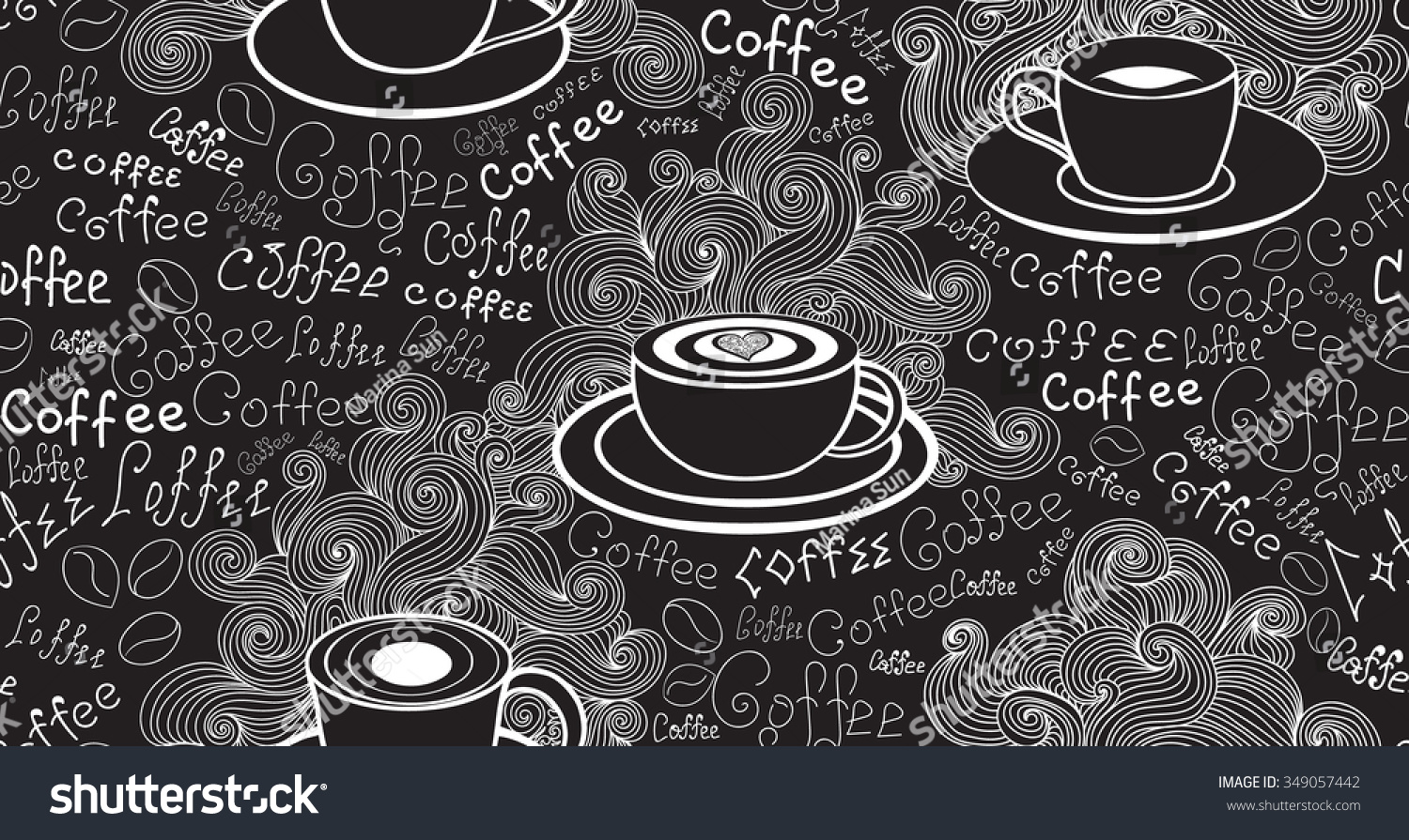 Рисунок для кофейни на черном фоне