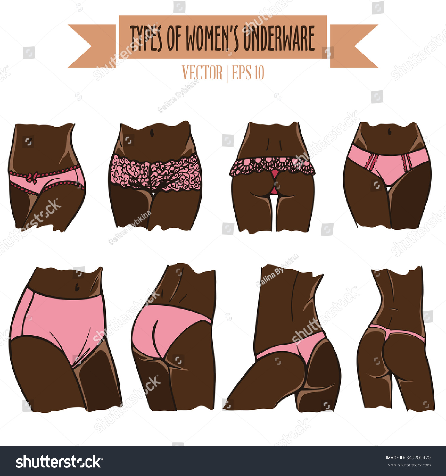 Hand Drawn Types Womens Underwear Vector Stock Vector (Royalty Free) 349200...