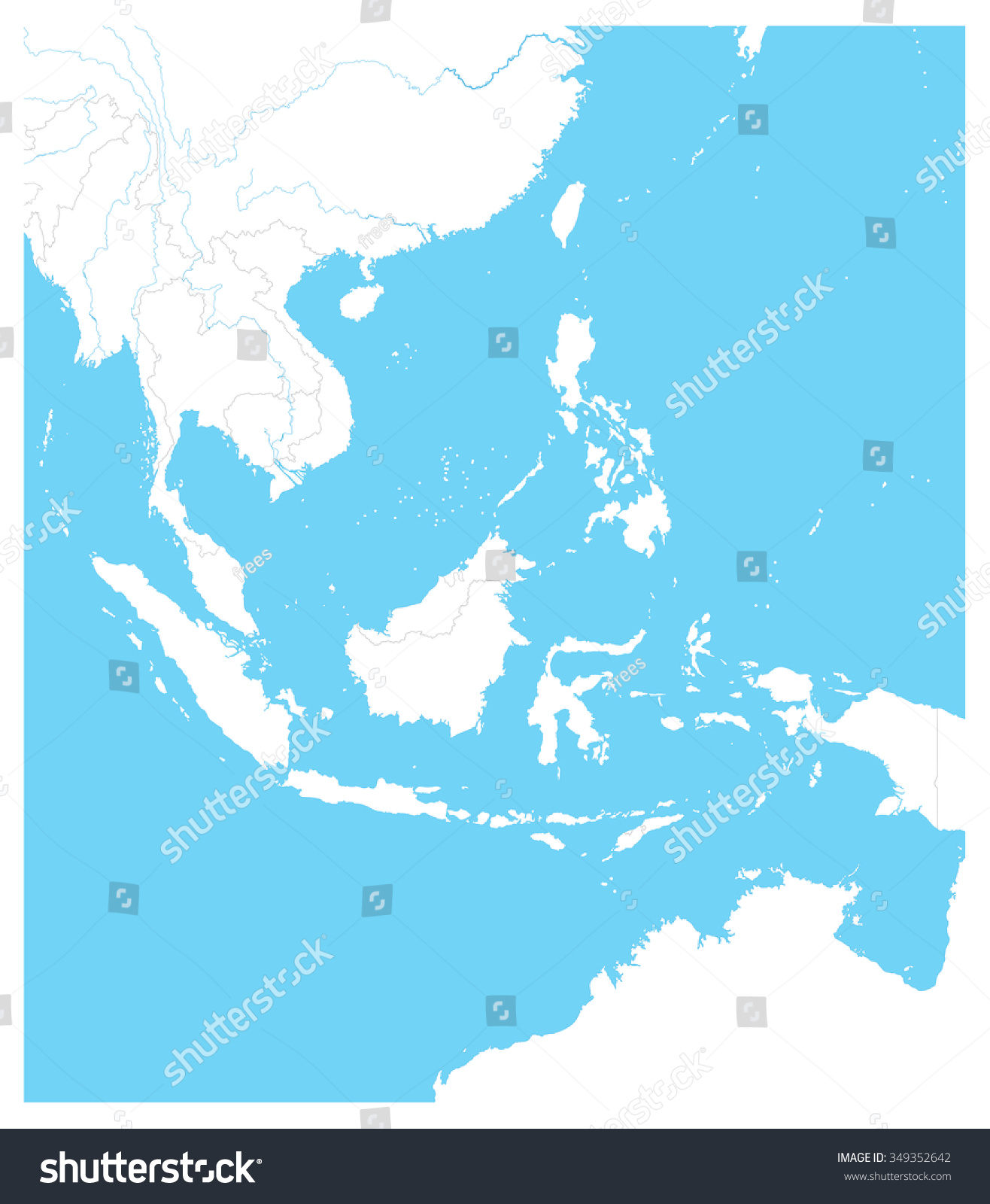 Southeast Asia Outline Map Vector Illustration Stock Vector (Royalty ...