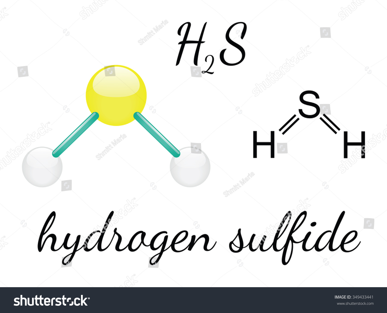 H2s Hydrogen Sulfide 3d Molecule Isolated Stock Vector (Royalty Free ...