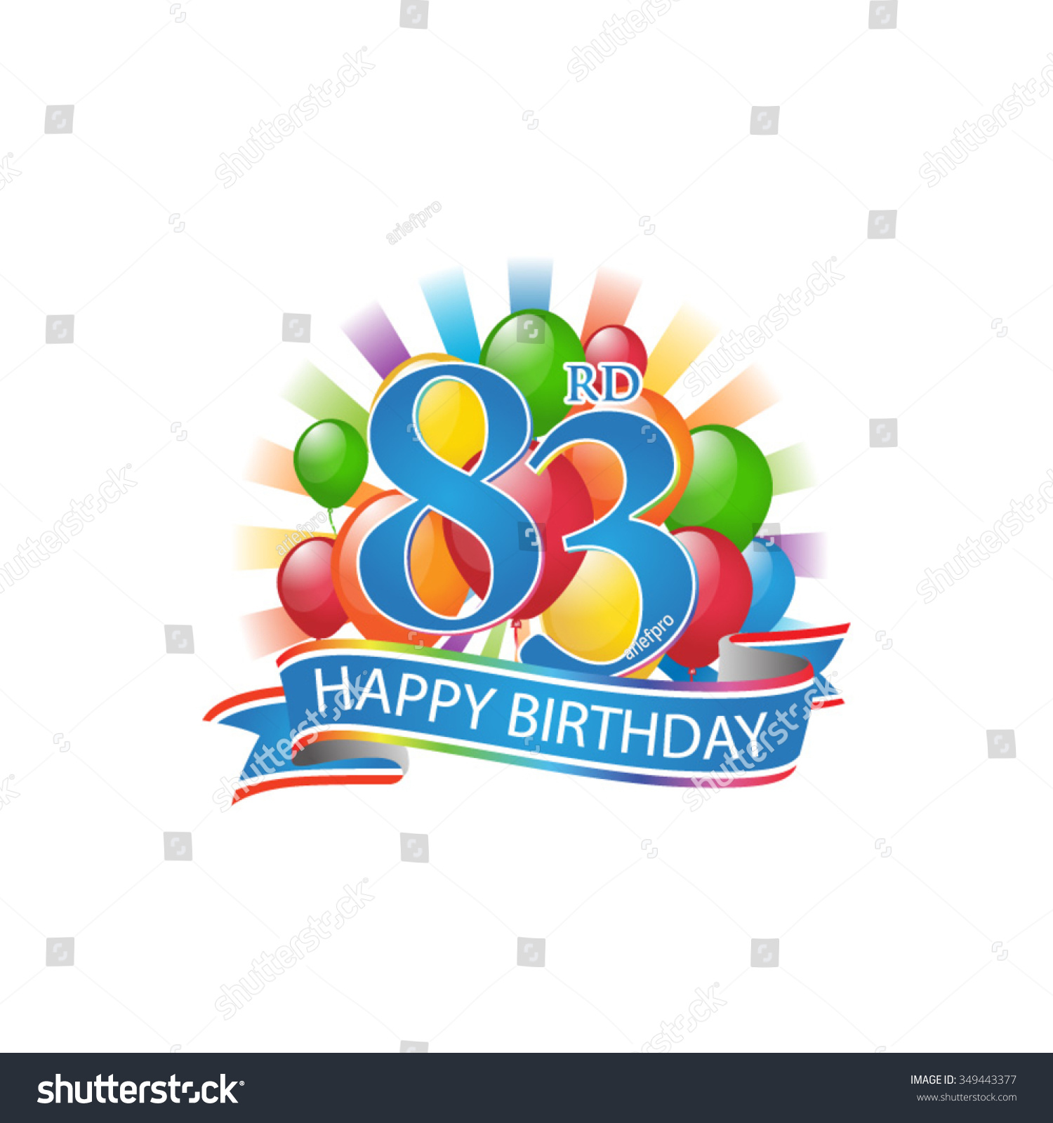 83rd Colorful Happy Birthday Logo Balloons Stock Vector (Royalty Free ...