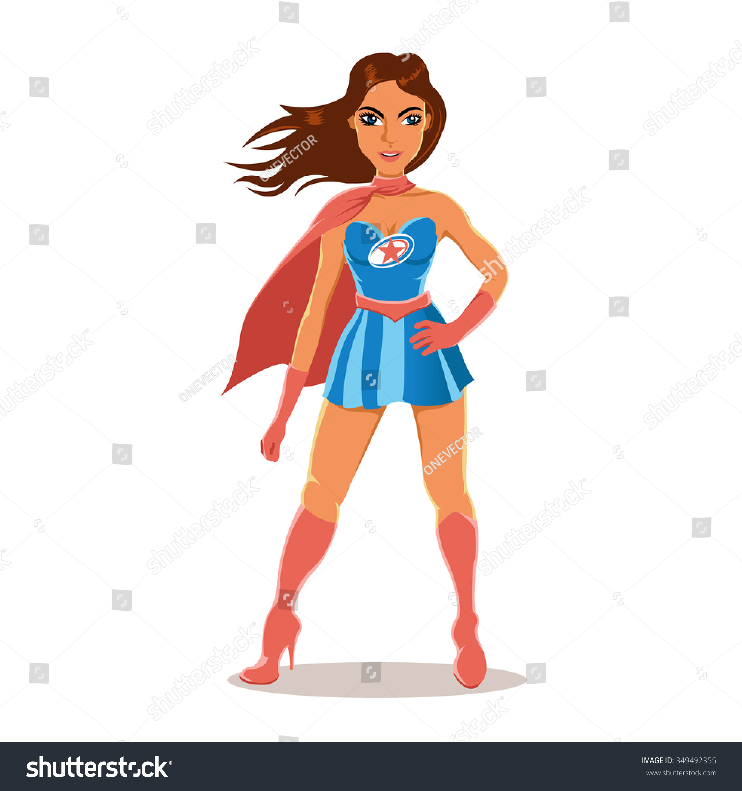 Cartoon Girl Superhero Costume Stock Vector (Royalty Free) 349492355 ...