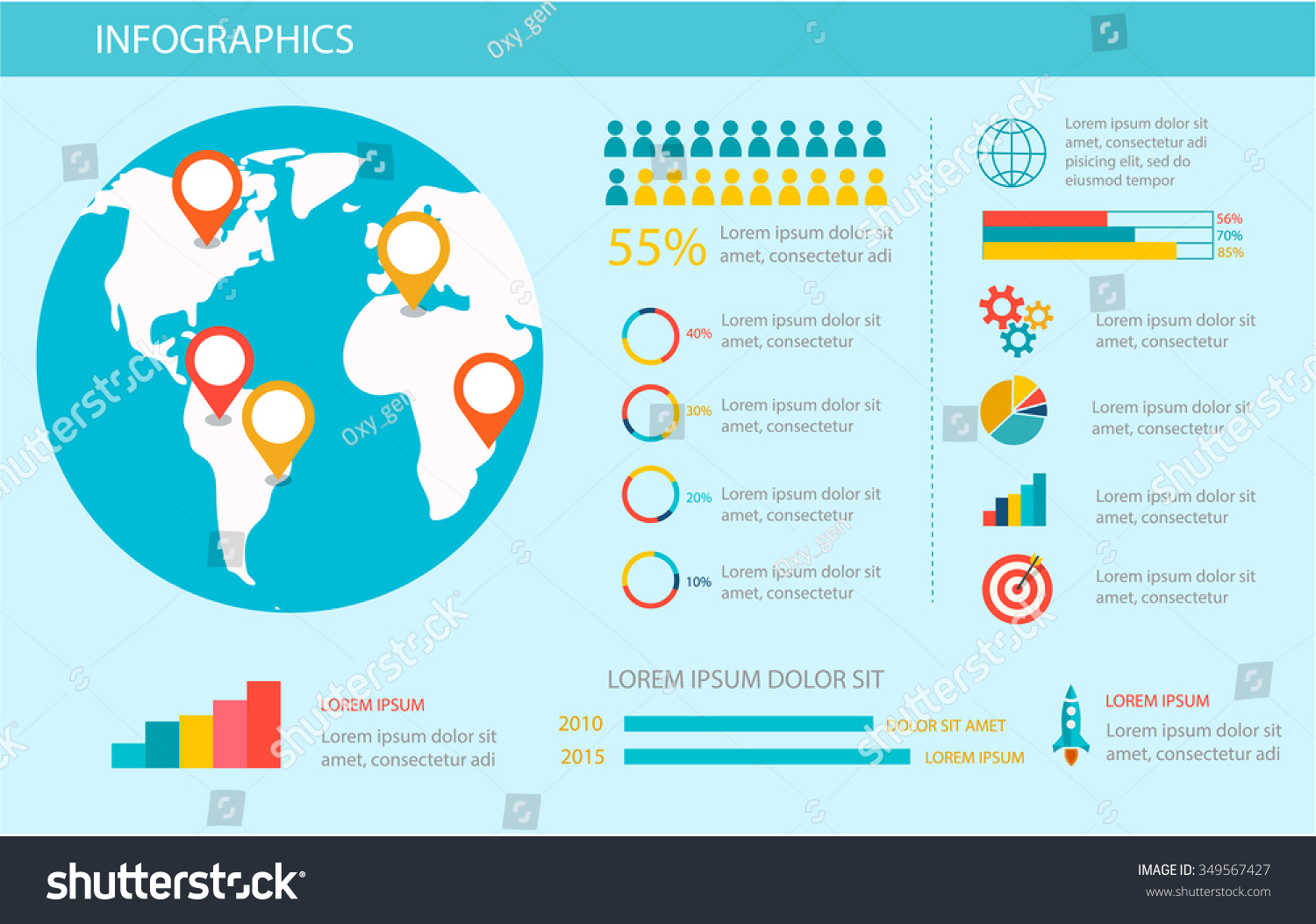 Infographics Design Elements Set World Globe Stock Vector (Royalty Free ...