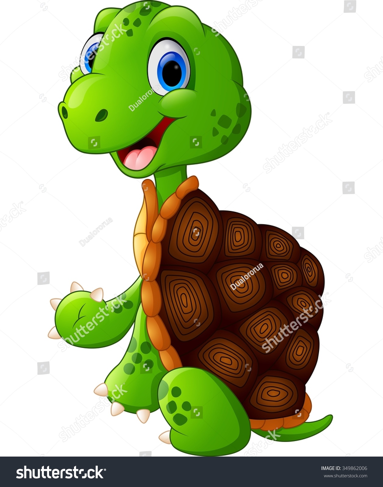 Cute Green Waving Turtle Stock Vector (Royalty Free) 349862006 ...