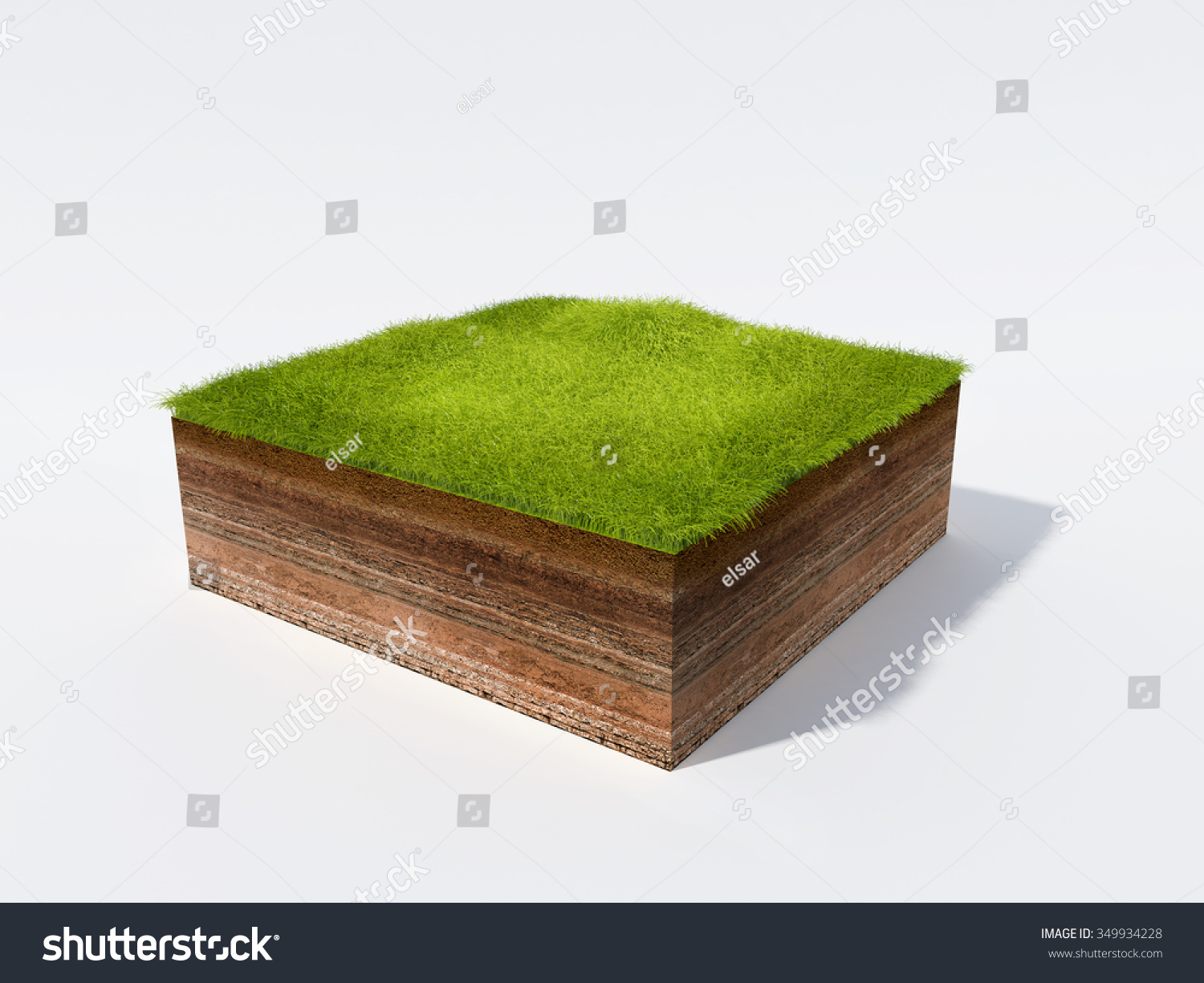 3d Illustration Cross Section Ground Grass Stock Illustration 349934228 