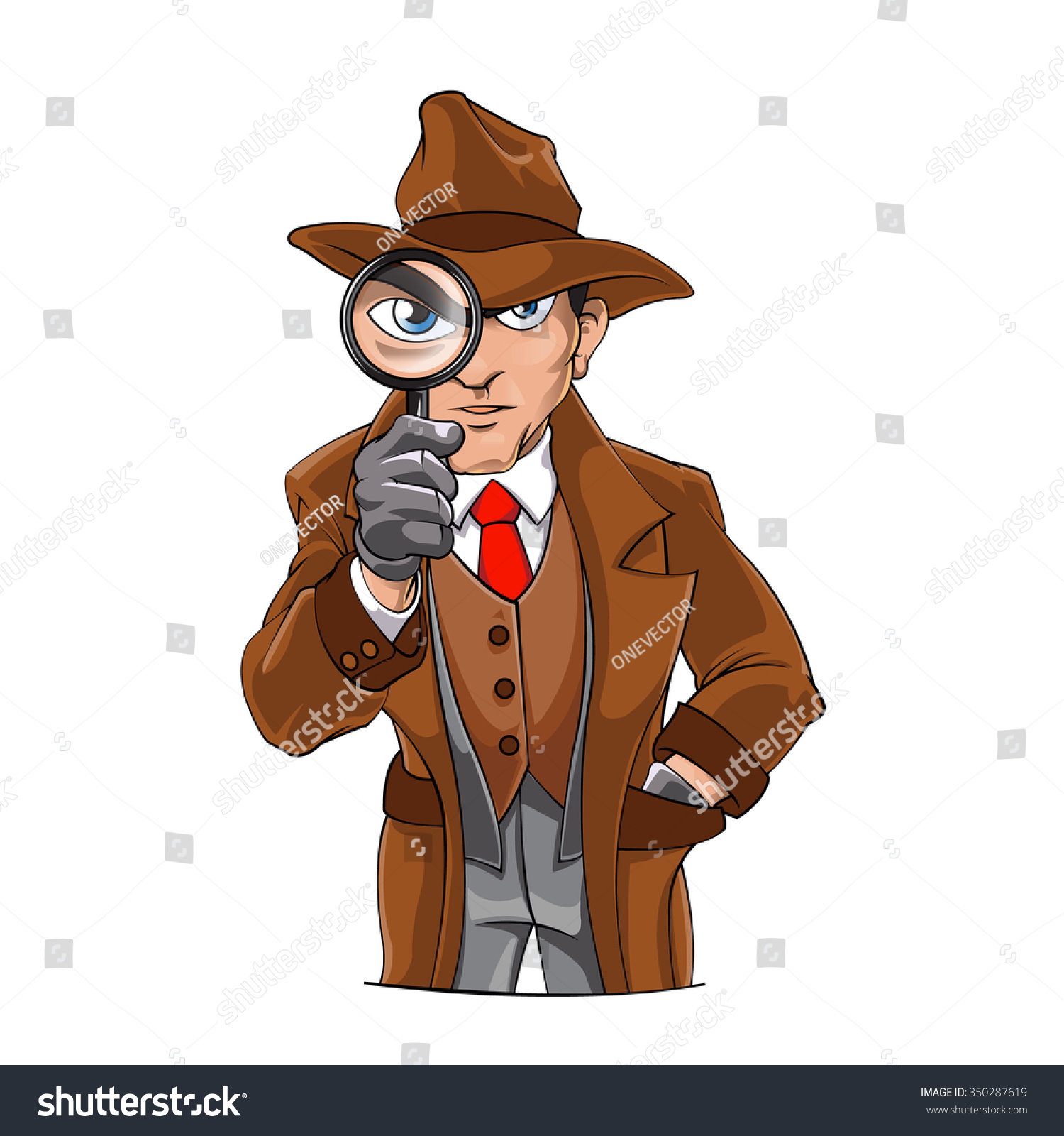 Detective Looking Through Magnifying Glass Stock Vector Royalty Free 350287619 Shutterstock 
