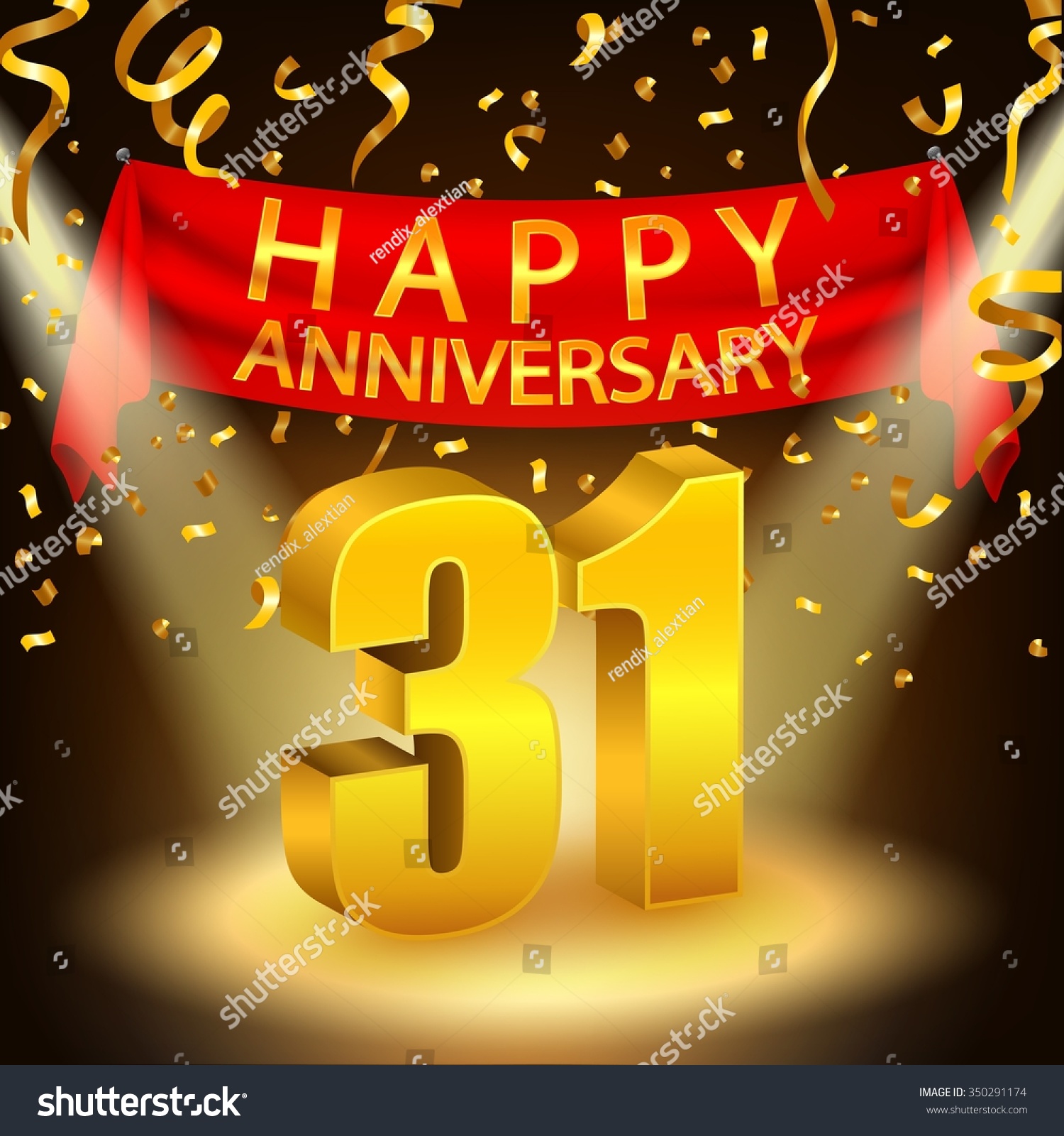 Happy 31st Anniversary Celebration Golden Confetti Stock Illustration ...