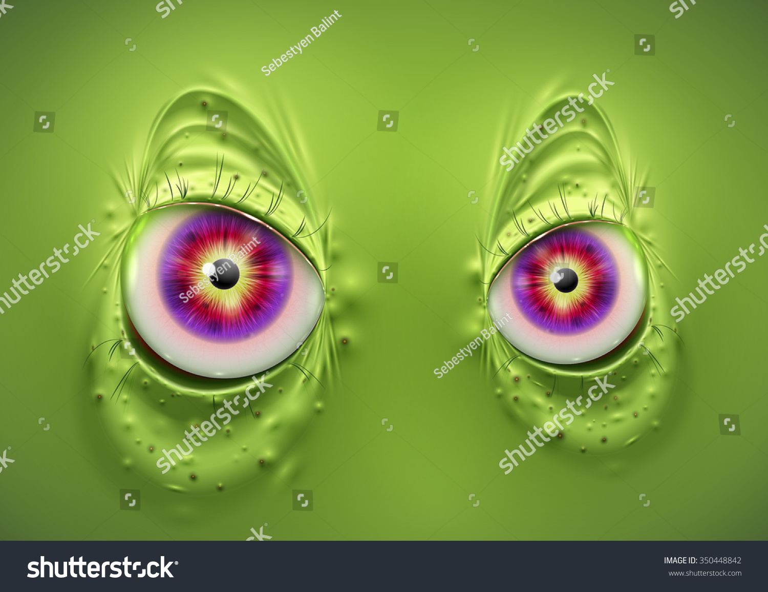 Eyes Scary Green Monster Vector Stock Vector (Royalty Free) 350448842