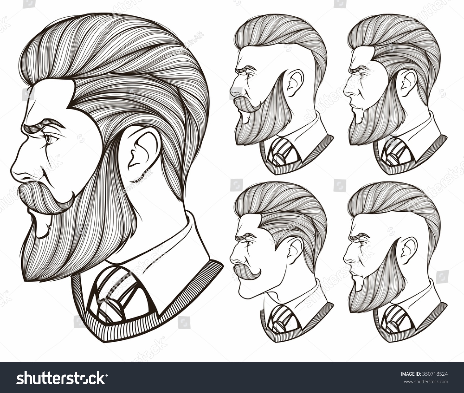 Профиль мужчины с бородой рисунок