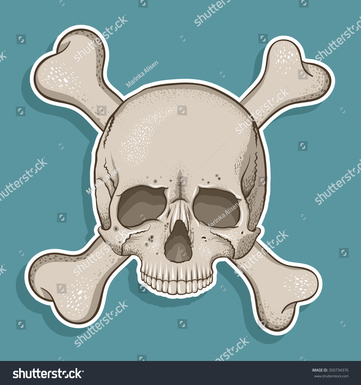 Skull Bones Vector Paper Sticker Design Stock Vector (Royalty Free ...