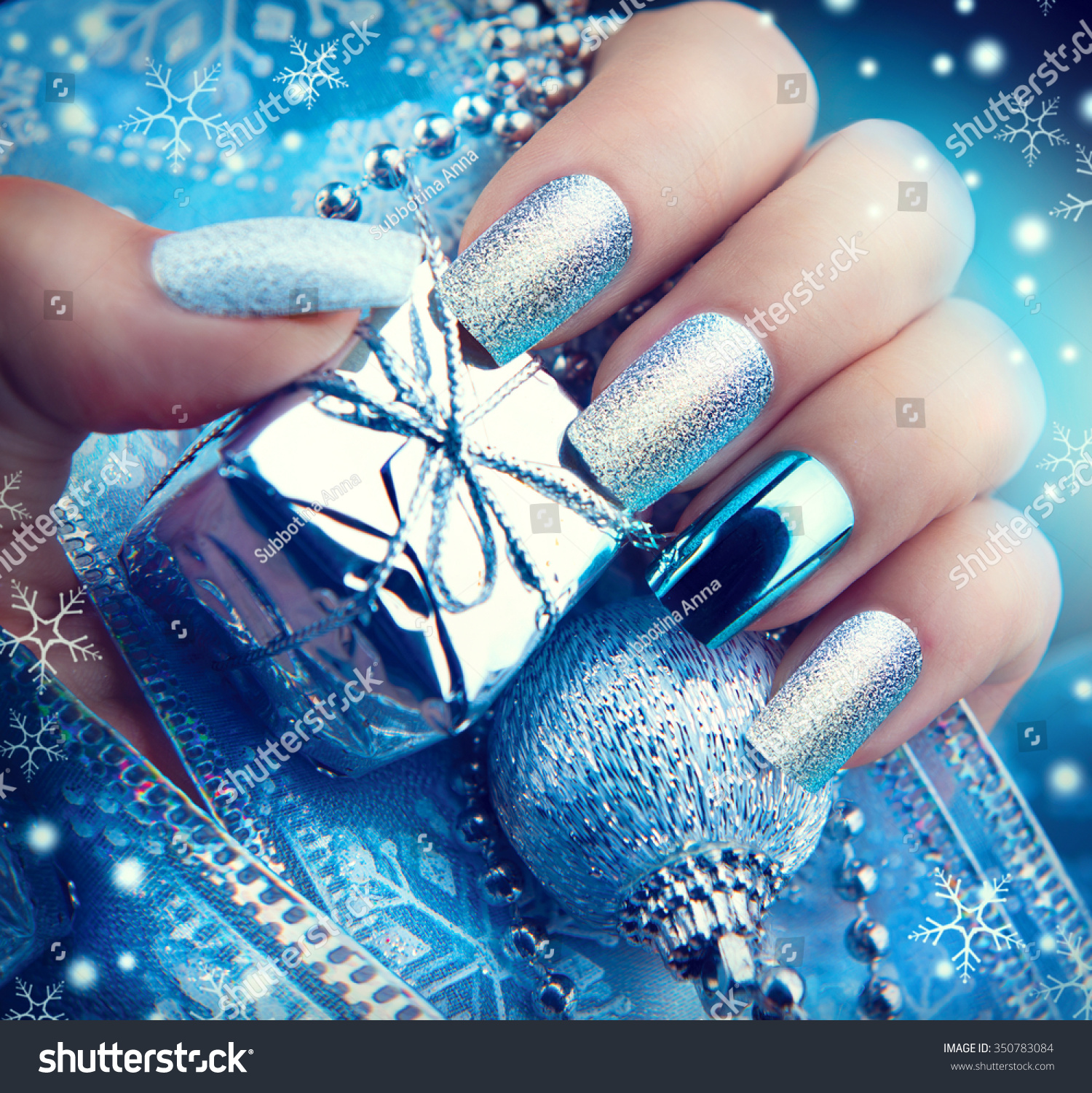 Christmas Nail Art Manicure Winter Holiday Stock Photo 350783084 ...