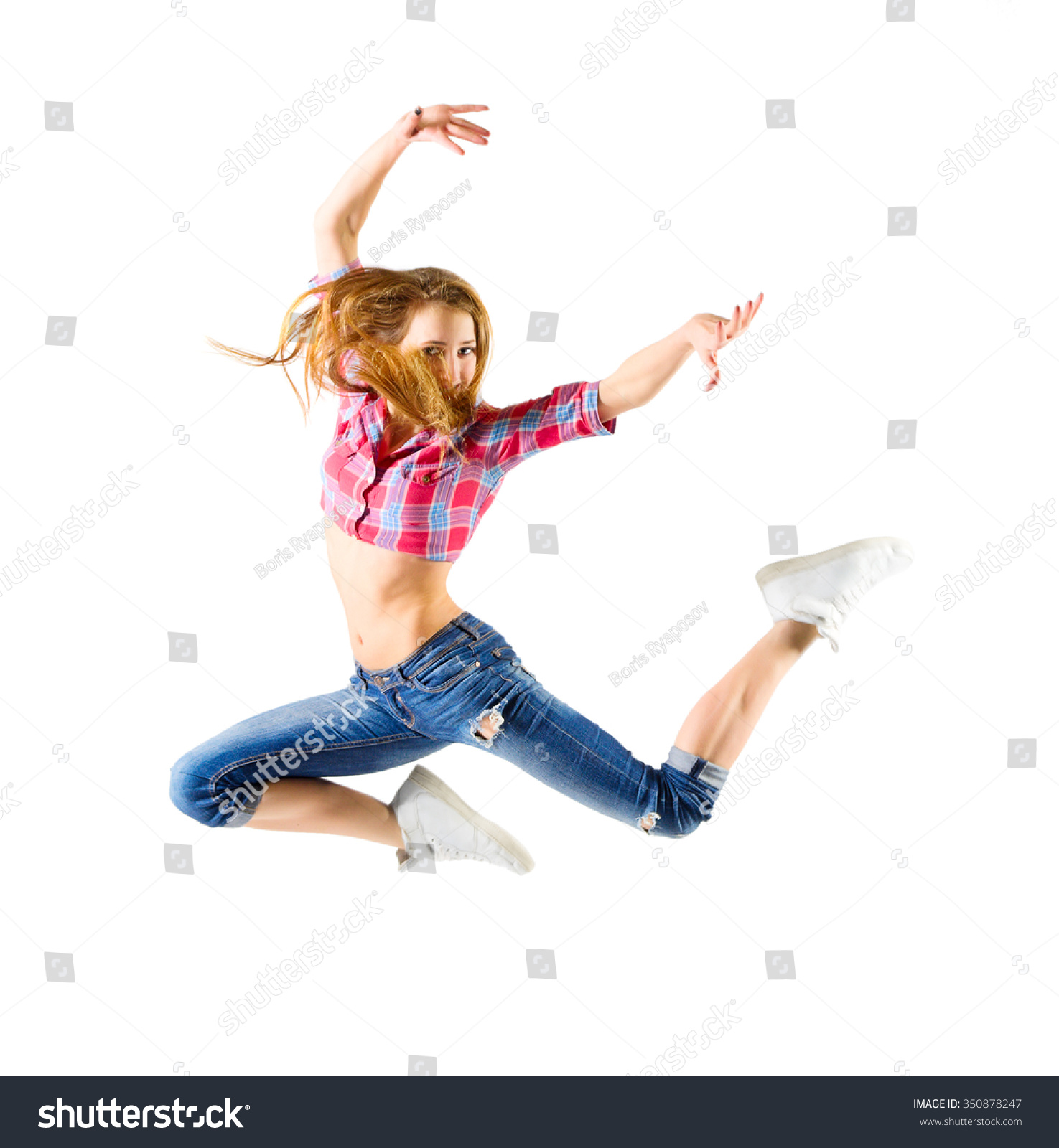 Young Girl Jeans Modern Dancer Isolated Stock Photo 350878247 ...