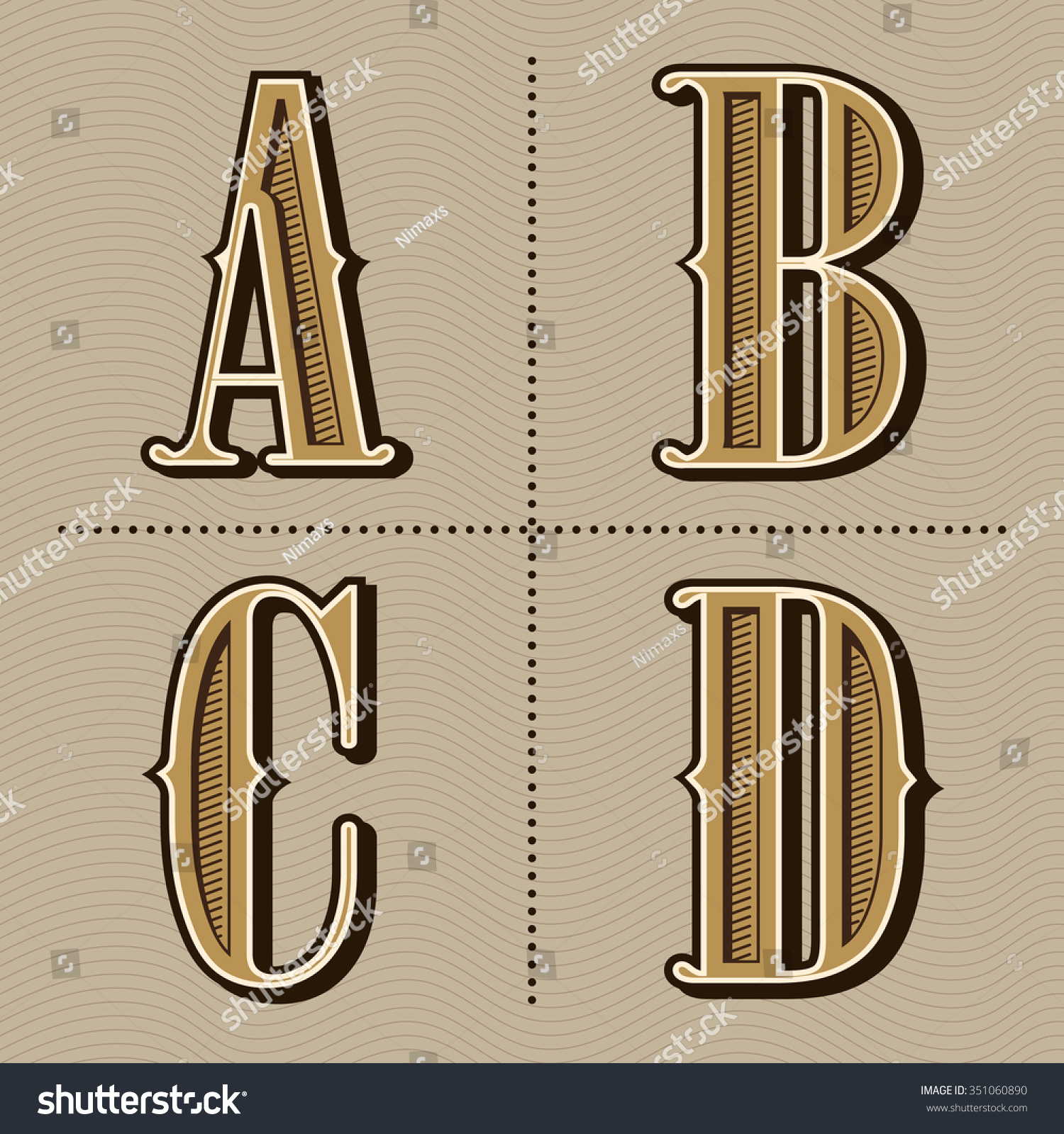 Western Alphabet Letters Vintage Design Vector Stock Vector (Royalty ...