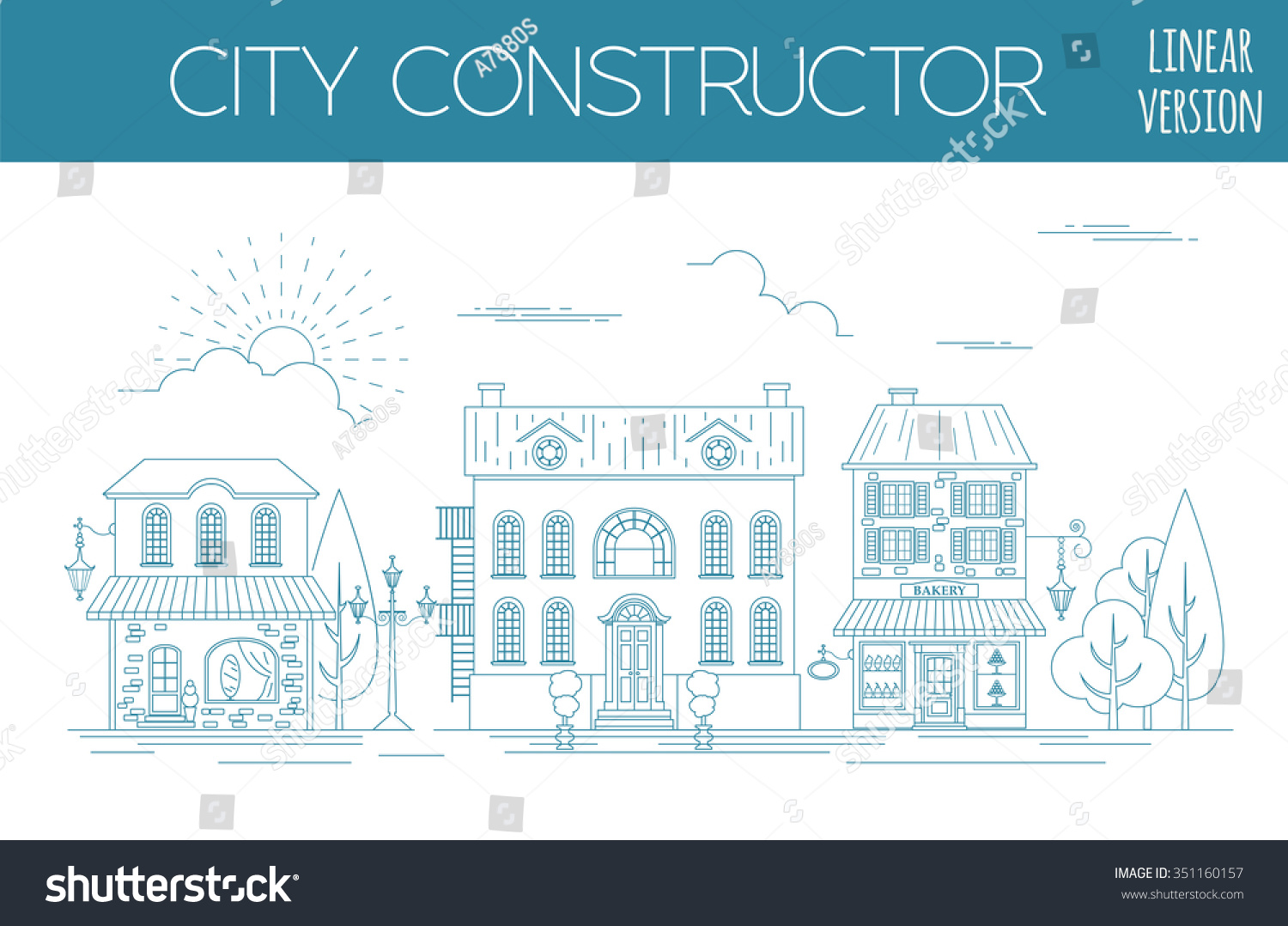 Great City Map Creator Outline Version Stock Vector Royalty Free   Stock Vector Great City Map Creator Outline Version House Constructor House Cafe Restaurant Shop 351160157 