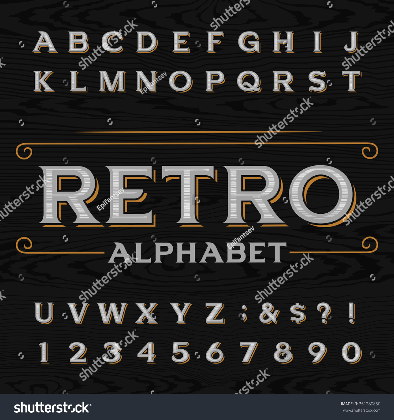 Distressed Retro Vector Typeface Letters Numbers Stock Vector (Royalty ...