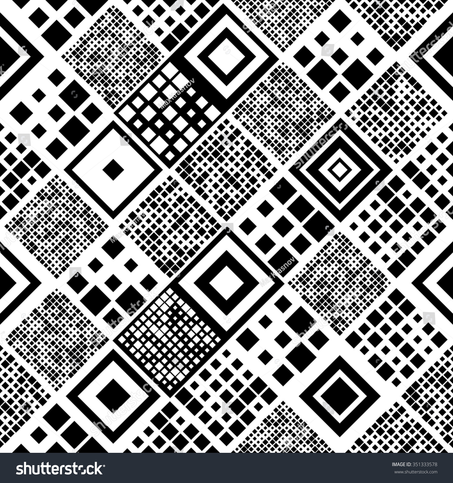 Seamless Square Pattern Abstract Black White Stock Vector (Royalty Free ...