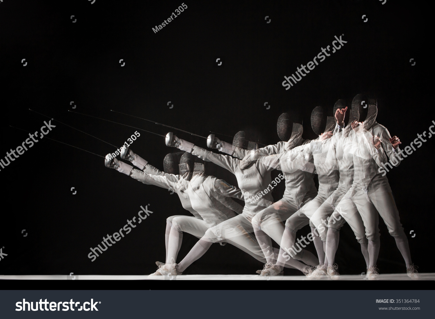 Fulllength Portrait Woman Wearing White Fencing Stock Photo 351364784 ...