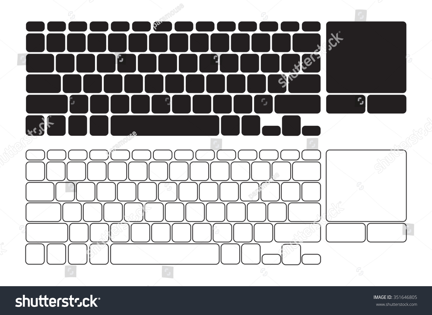 Set Blank Keyboards Touchpad Isolated Illustration Stock Vector ...