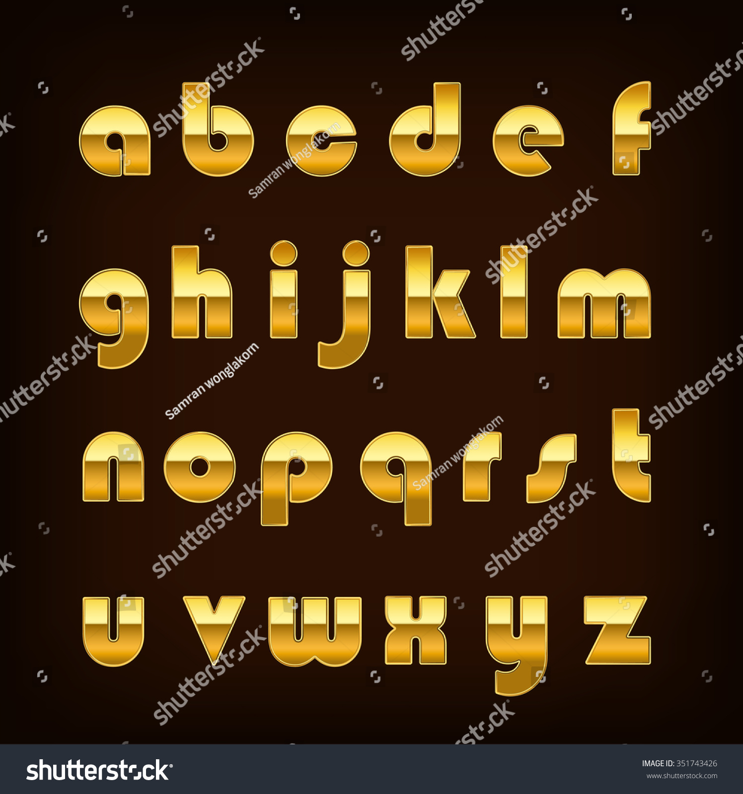 Gold Lowercase Alphabet Stock Vector (Royalty Free) 351743426 ...