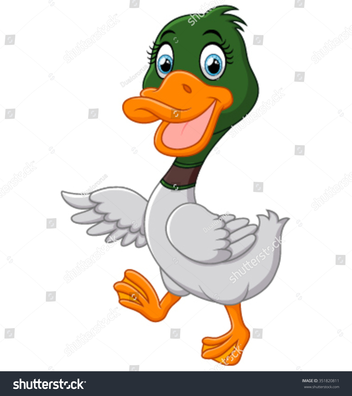 Cute Baby Duck Waving Hand Stock Vector (Royalty Free) 351820811 ...