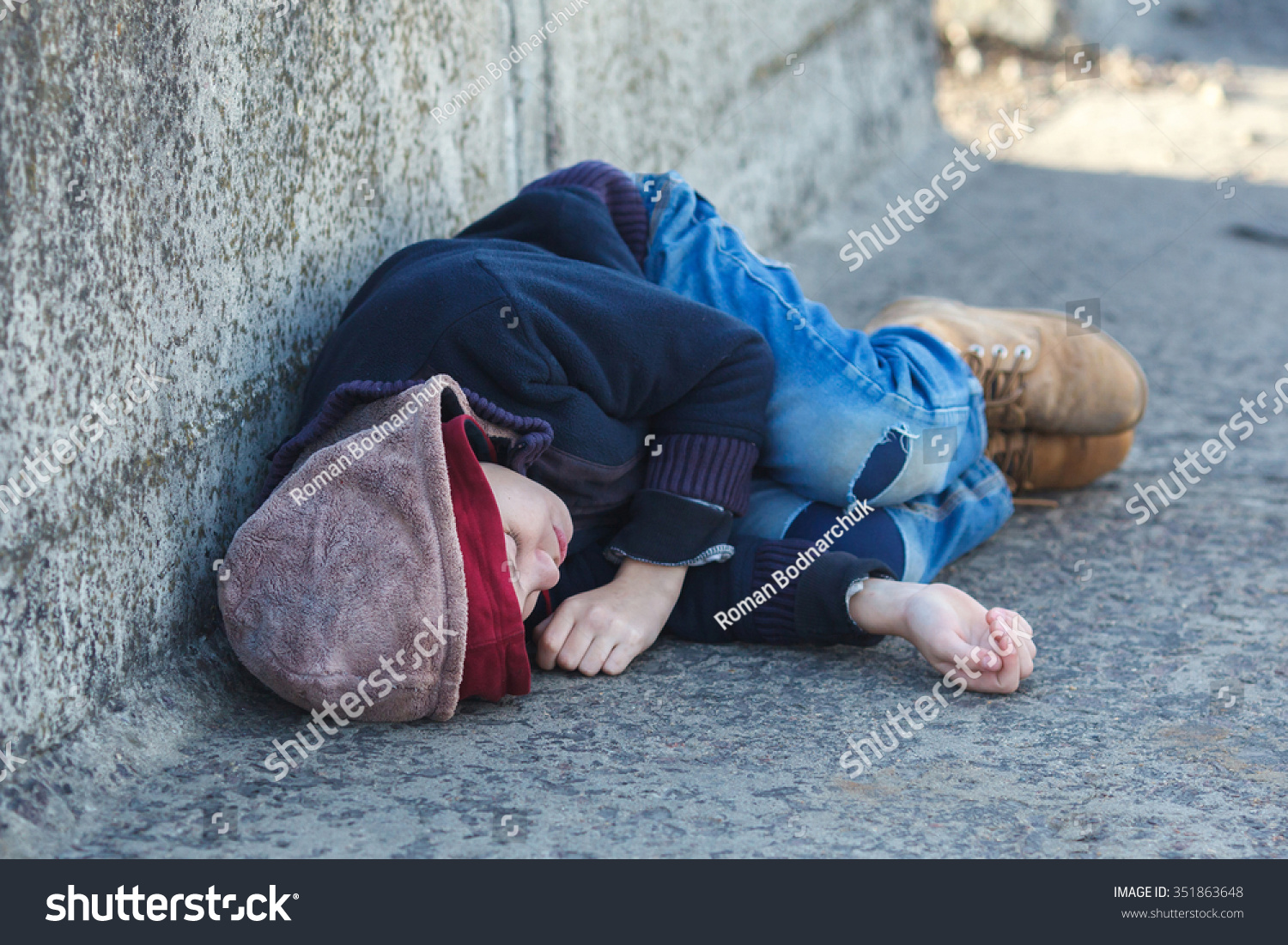 Young Homeless Boy Sleeping On Bridge Stock Photo 351863648 | Shutterstock