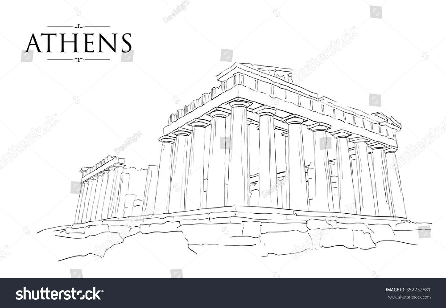 Храм Парфенон в Афинах рисунок для ребенка