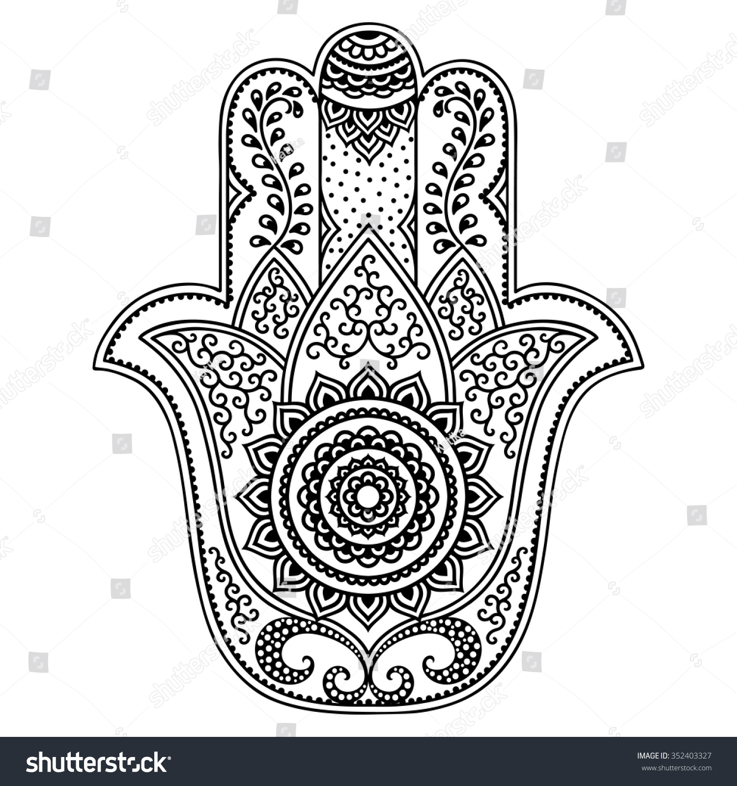 Hamsa Hand Drawn Symbol Decorative Pattern Stock Vector (Royalty Free ...