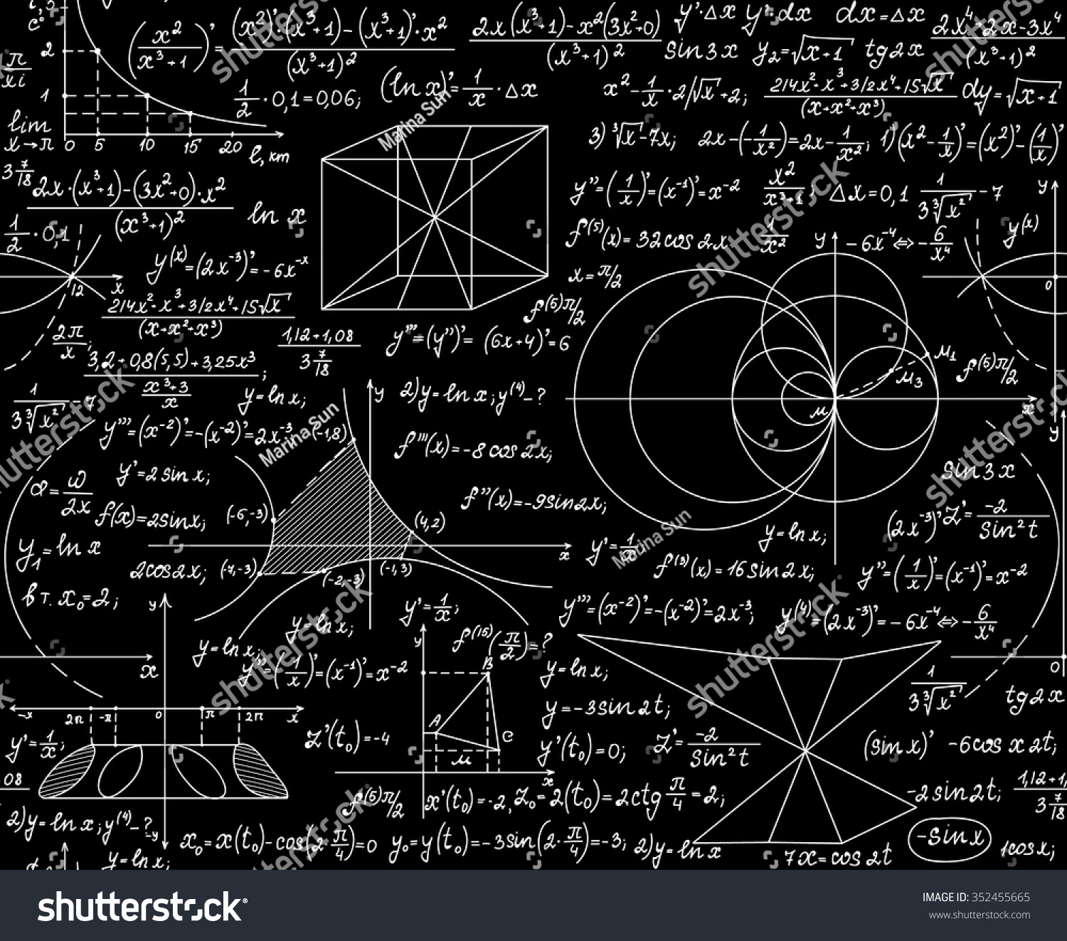 Mathematical Vector Seamless Pattern Plots Formulas Stock Vector ...