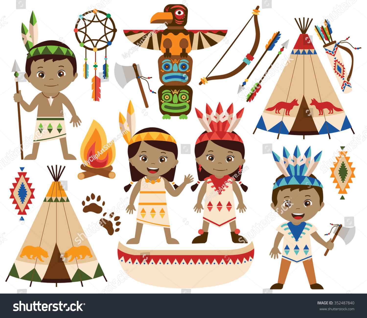 Индейцы атрибуты рисунок для детей