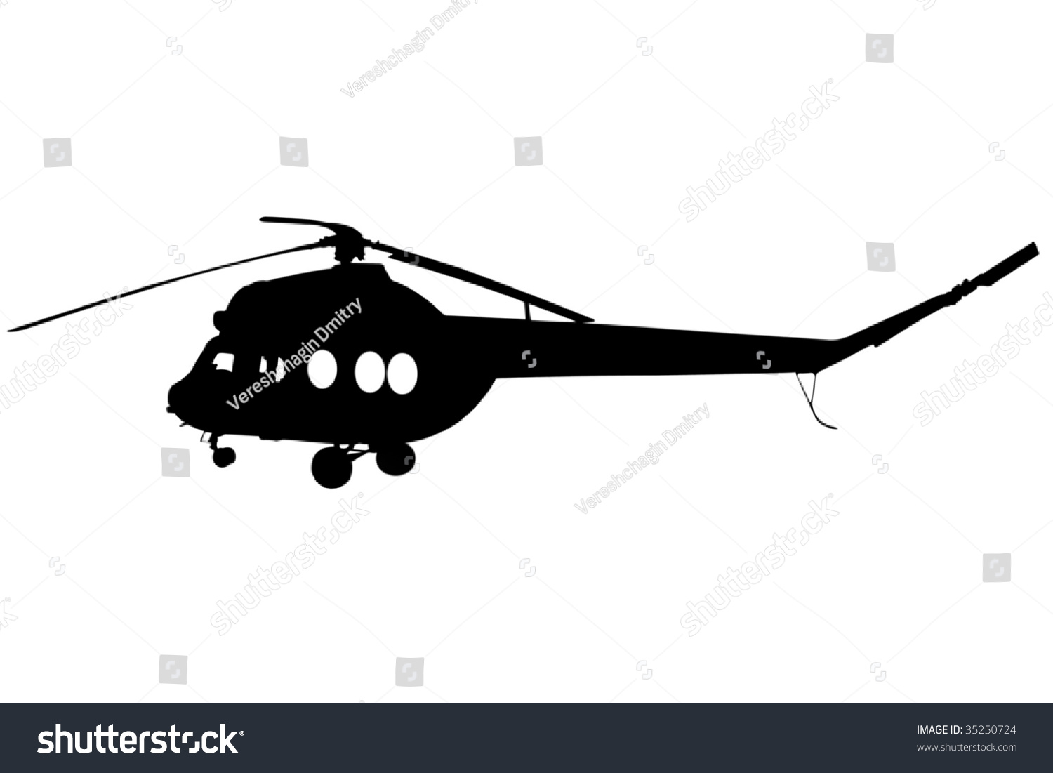 Contour Helicopter Under White Background Stock Illustration 35250724 ...