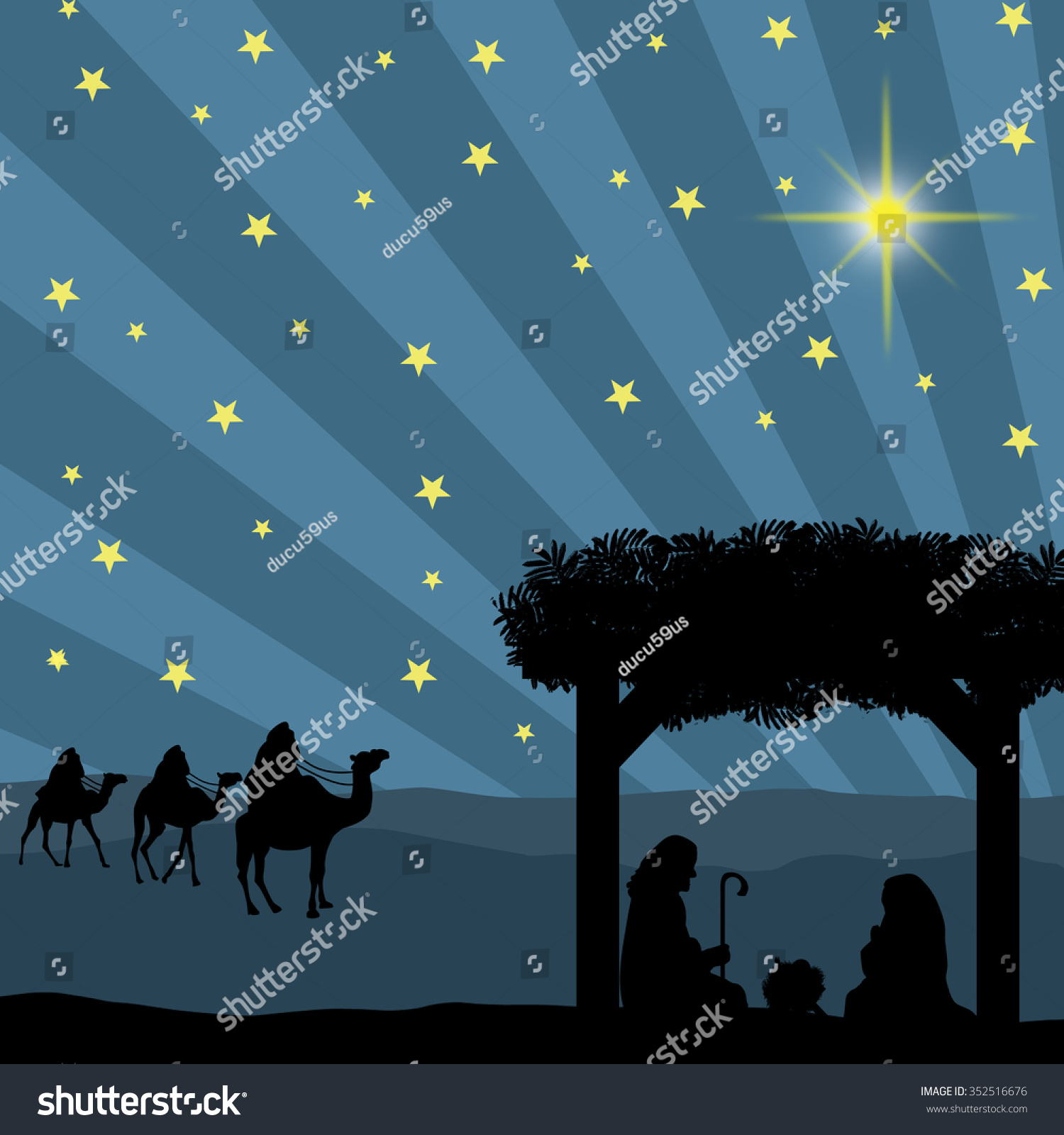 Christmas Nativity Scene Baby Jesus Manger Stock Vector (Royalty Free ...