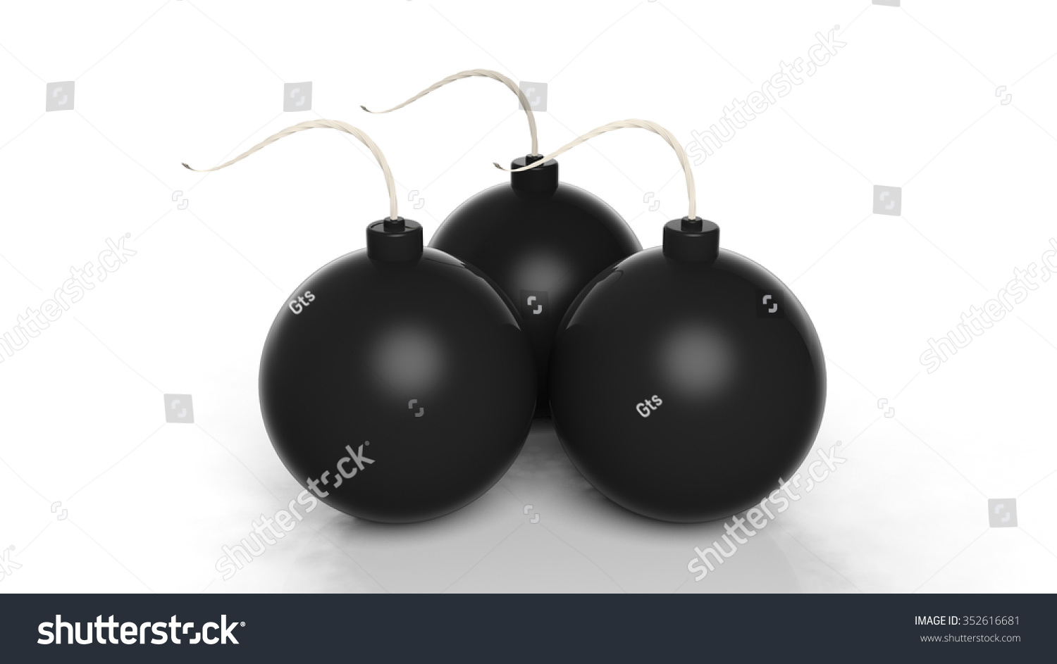 Three Black Cannonball Bomb Isolated On Stock Illustration 352616681 ...