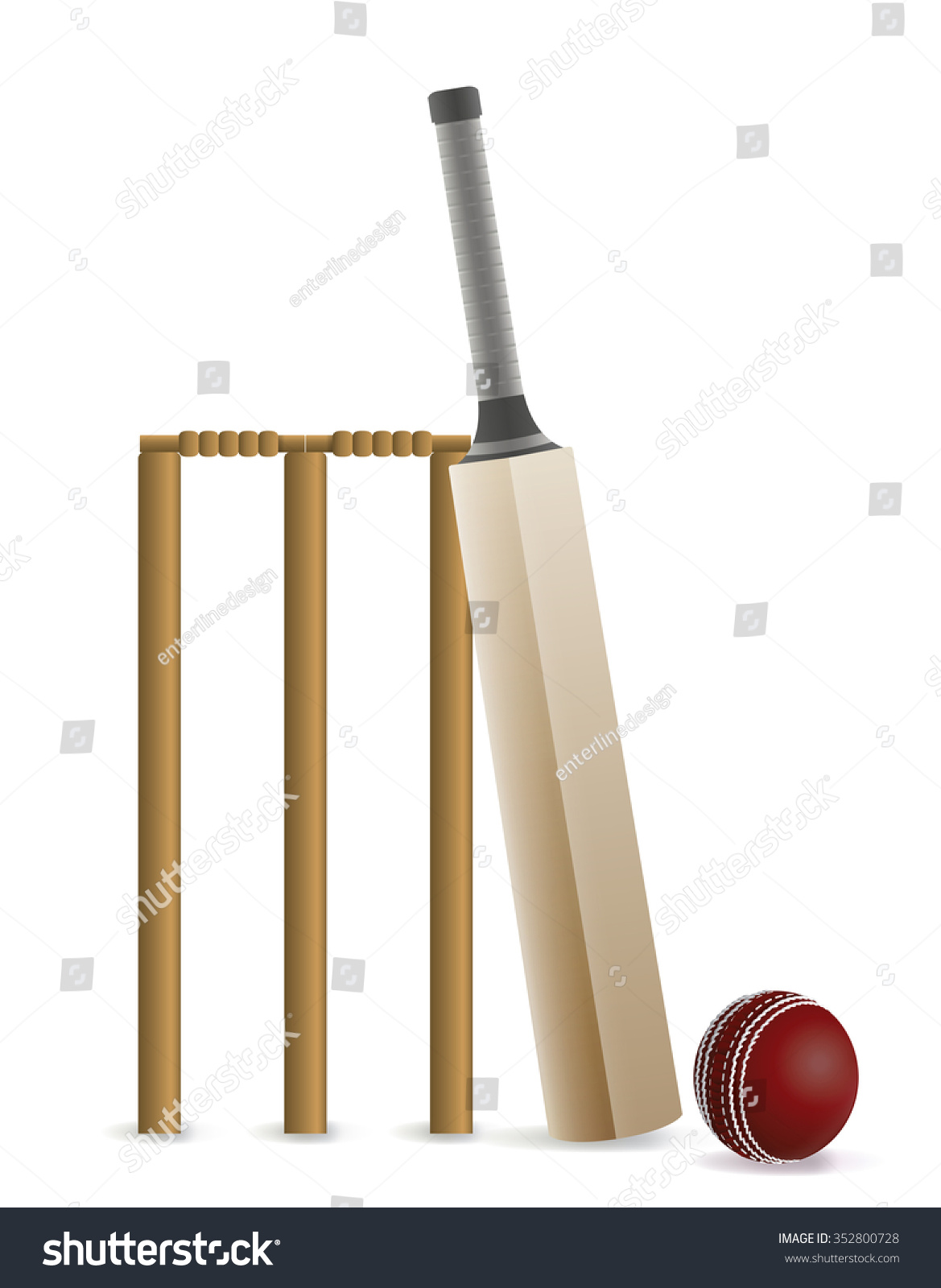 Cricket Bat Ball Wicket Isolated On Stock Vector (Royalty Free ...