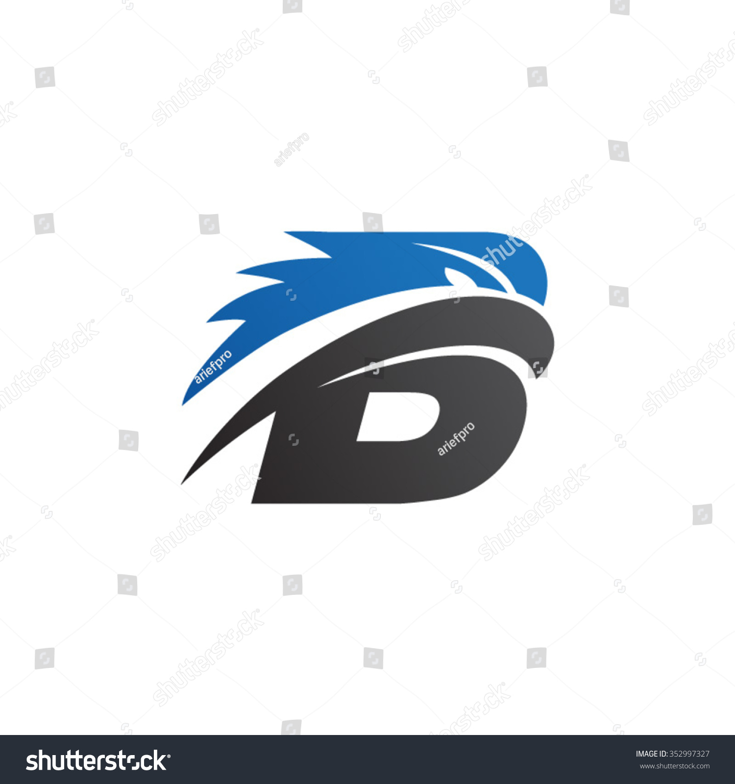 Letter B Eagle Head Logo Blue Stock Vector (Royalty Free) 352997327 ...